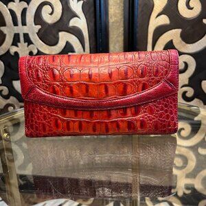 Brahmin crimson crock snap closure checkbook wallet